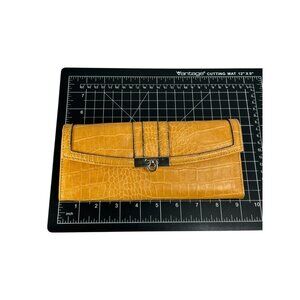 TARGET Trifold Wallet Faux Leather Crocodile Emboss Mustard Yellow VTG Inspired